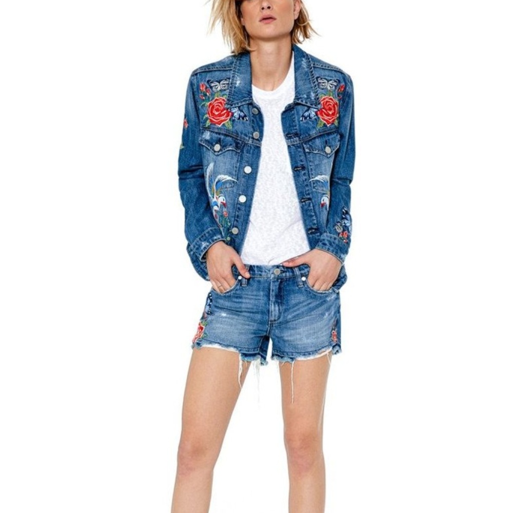 BLANK NYC Embroidered Jean Jacket